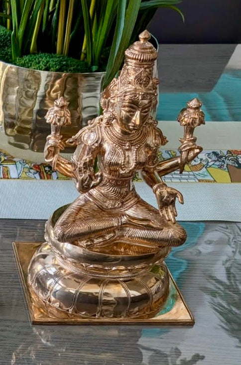 Panchaloha Bronze Goddess Lakshmi 12" - Lost-Wax Method Sculpture