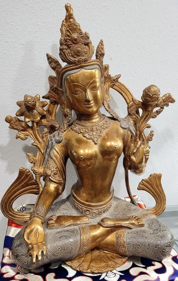 17" Goddess White Tara Buddhist Deity Brass Statue