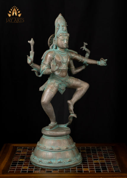 22" Dancing Shiva Parvathi Brass Statue