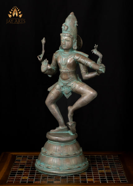 22" Dancing Shiva Parvathi Brass Statue