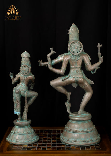 22" Dancing Shiva Parvathi Brass Statue