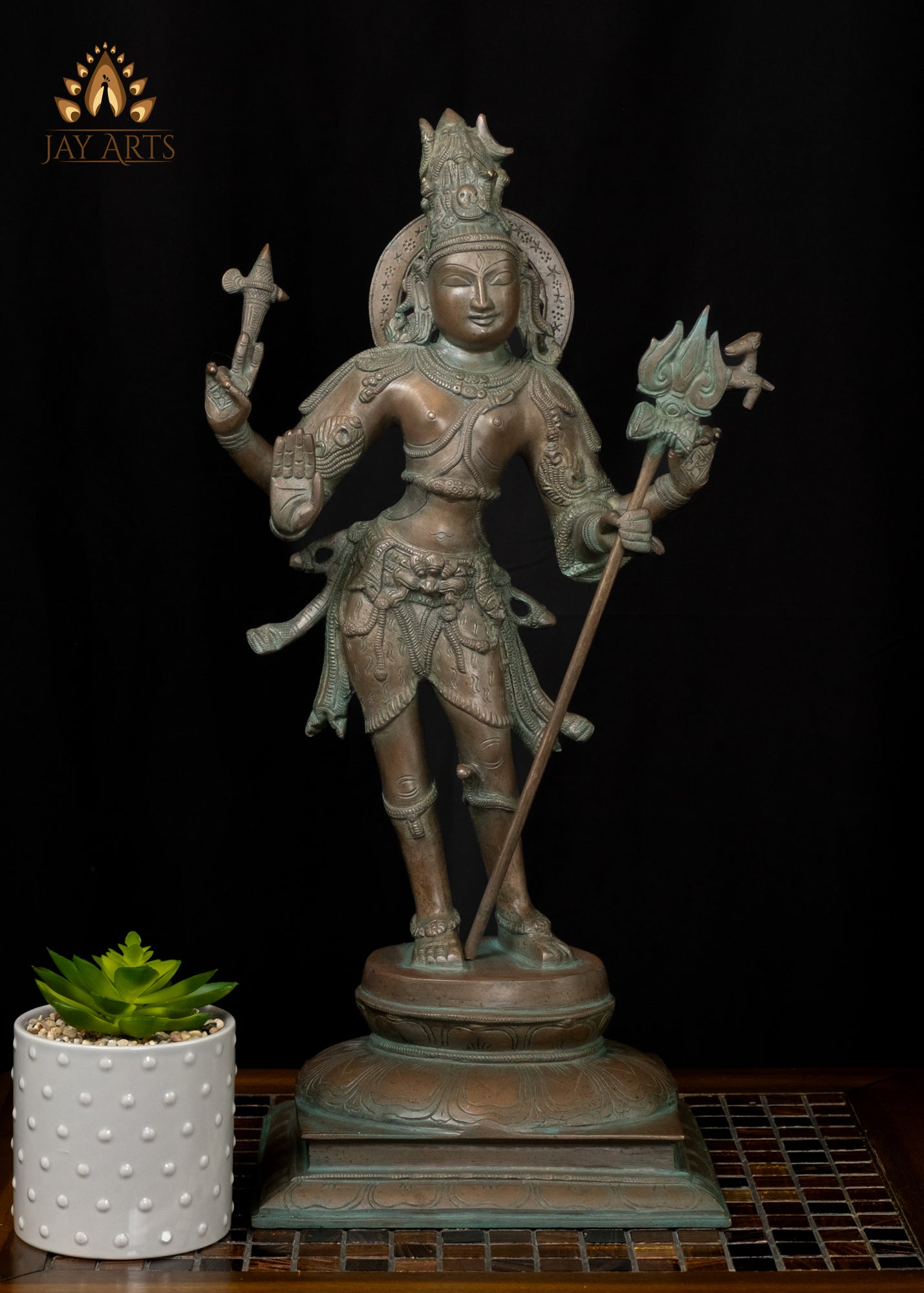 21" Brass Standing Lord Shiva Statue holding a Trident