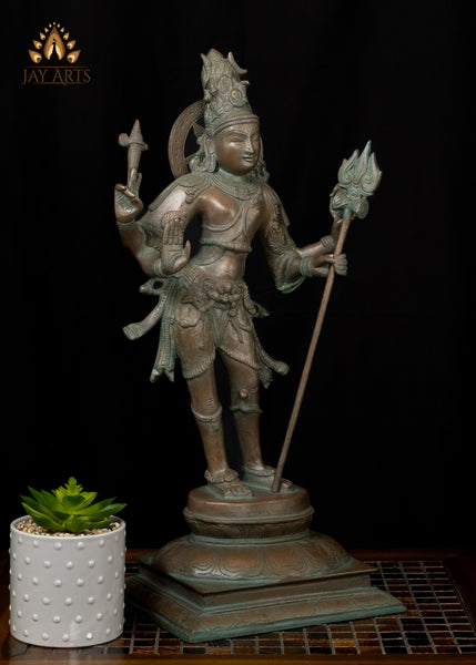 21" Brass Standing Lord Shiva Statue holding a Trident