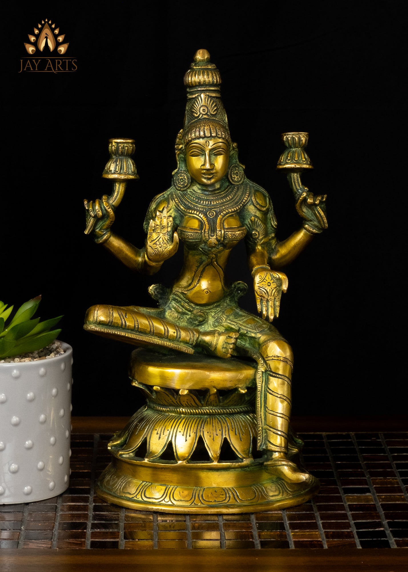 12" Goddess Lakshmi Devi seated on a Lotus