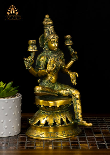 12" Goddess Lakshmi Devi seated on a Lotus