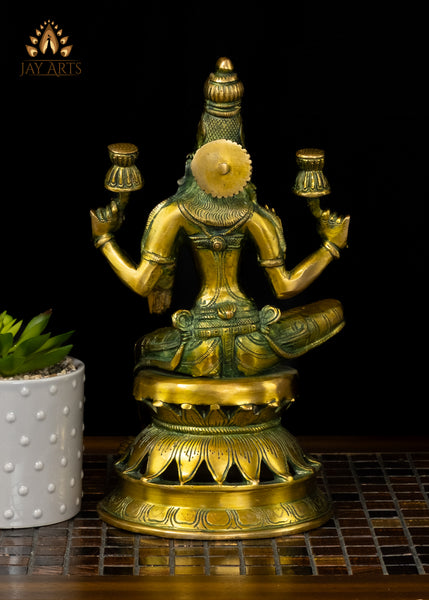 12" Goddess Lakshmi Devi seated on a Lotus