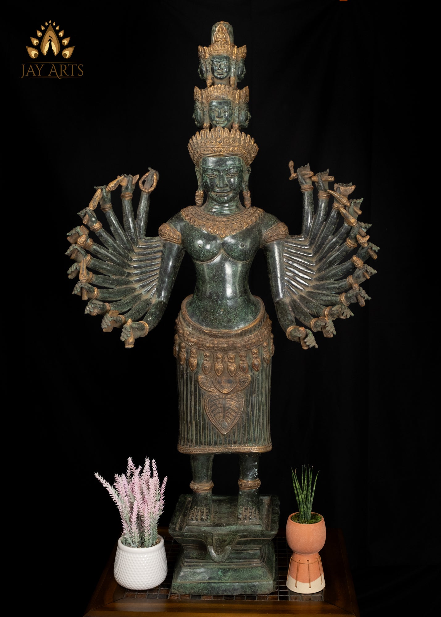 46" Cambodian Bronze Prajna Paramita Statue Embodiment of Perfection of Wisdom