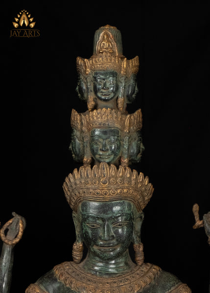 46" Cambodian Bronze Prajna Paramita Statue Embodiment of Perfection of Wisdom