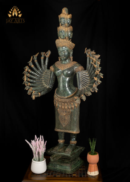 46" Cambodian Bronze Prajna Paramita Statue Embodiment of Perfection of Wisdom