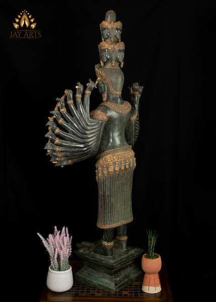 46" Cambodian Bronze Prajna Paramita Statue Embodiment of Perfection of Wisdom