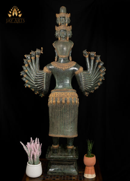 46" Cambodian Bronze Prajna Paramita Statue Embodiment of Perfection of Wisdom