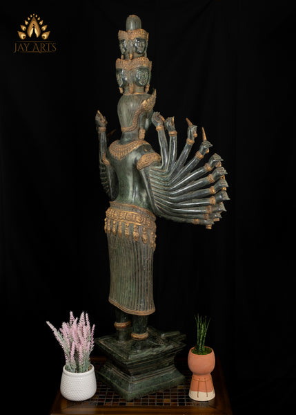 46" Cambodian Bronze Prajna Paramita Statue Embodiment of Perfection of Wisdom