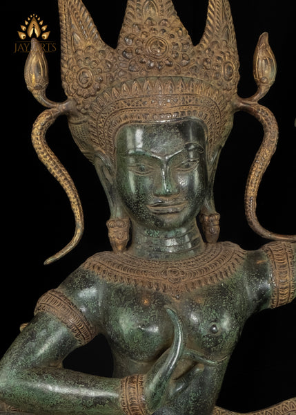 34" Dancing Cambodian Bronze Apsara Statue - A Timeless Representation of Otherworldly Charm