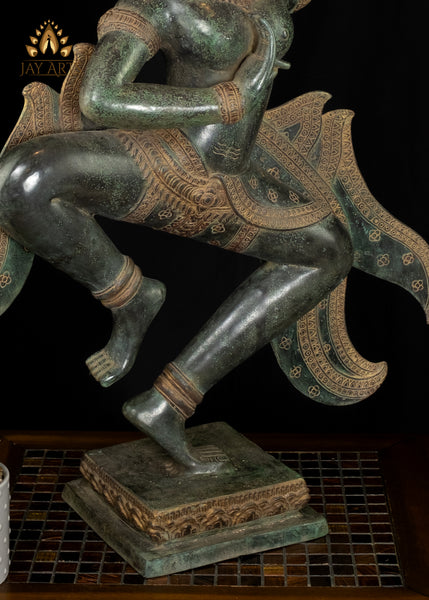 34" Dancing Cambodian Bronze Apsara Statue - A Timeless Representation of Otherworldly Charm