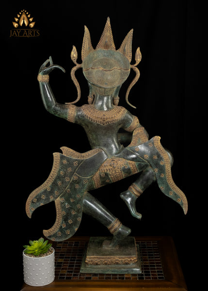 34" Dancing Cambodian Bronze Apsara Statue - A Timeless Representation of Otherworldly Charm