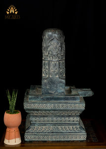 21” Cambodian Bronze Shiva Lingam Symbol of Shiva Distinctive Details on the Lingam