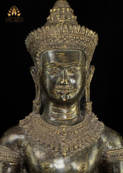 34” Cambodian Style Bronze Standing Buddha in Abhaya Mudra