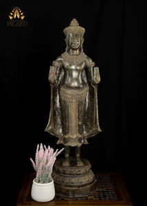 34” Cambodian Style Bronze Standing Buddha in Abhaya Mudra