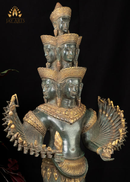 32” Cambodian Bronze Hevajra Statue Tantric Buddhist Deity Angkor Wat Style