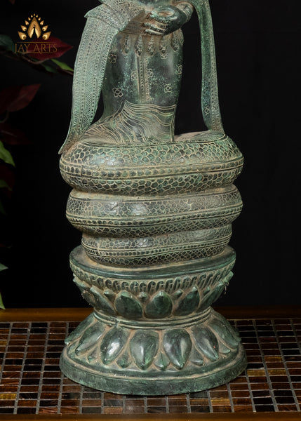 31” Cambodian Bronze Naga Mother Goddess Symbol of Protection