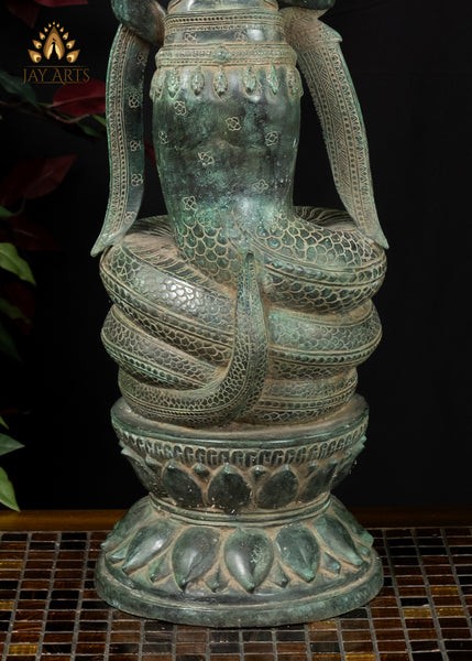 31” Cambodian Bronze Naga Mother Goddess Symbol of Protection