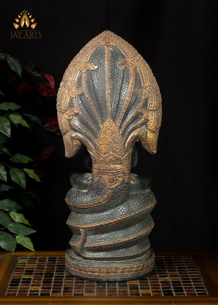 21” Naga Buddha in Meditation protected by Muchalinda Cambodian Bayon Style Buddha