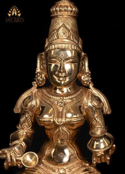 12" Panchaloham Bronze Annapoorani Hindu Goddess of Food and Nourishment