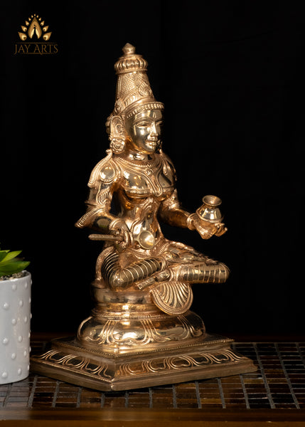 12" Panchaloham Bronze Annapoorani Hindu Goddess of Food and Nourishment