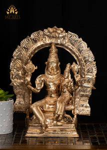 12" Narasimha Lakshmi Avatar of Vishnu Panchaloham Bronze Statue