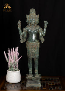 22" Lord Brahma God of Creation with 4 Heads Khmer Style Bronze Statue