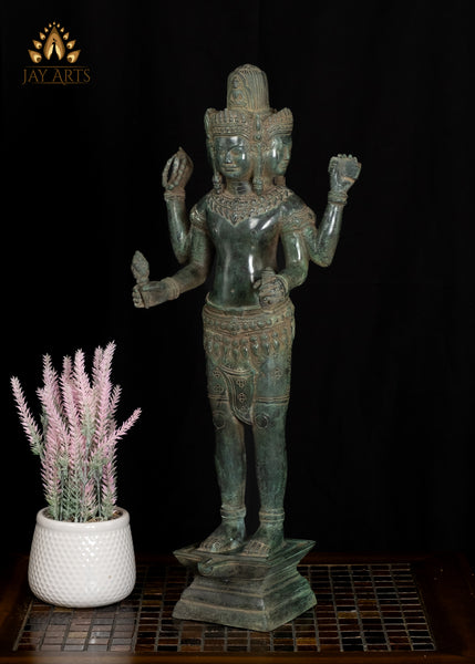 22" Lord Brahma God of Creation with 4 Heads Khmer Style Bronze Statue