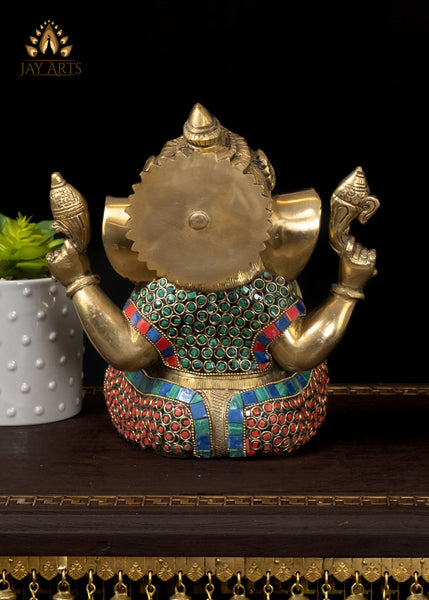 9" Blessing Ganesha Brass Statue Cute Altar Size Ganesh