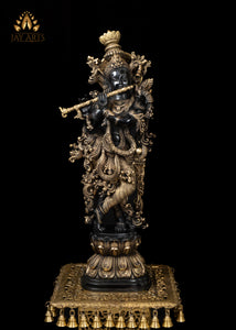 29" Brass Shyam Krishna The Enchanting Flutist Black Krishna Statue