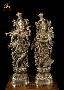 29" Brass Radha Krishna The Divine Couple With Exquisite Details