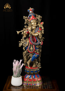 29" Brass Sri Krishna Statue Hindu God of Compassion