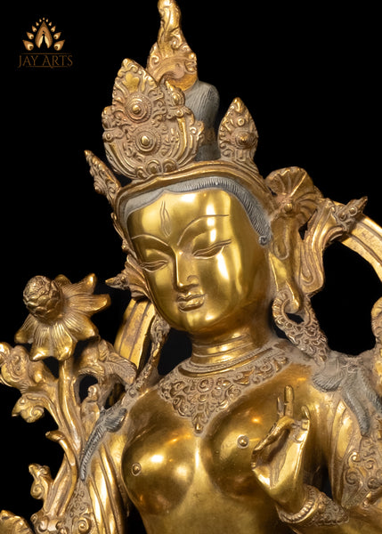 17" Goddess White Tara Buddhist Deity Brass Statue