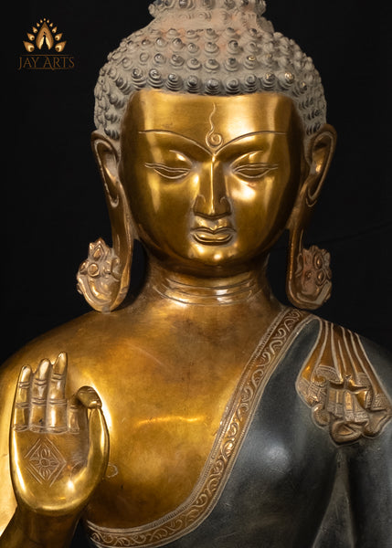 19" Serene Brass Buddha Statue in Vitarka Mudra