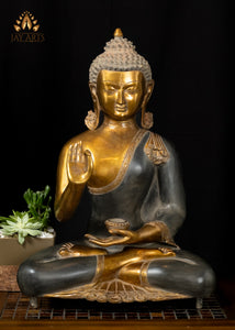 19" Serene Brass Buddha Statue in Vitarka Mudra