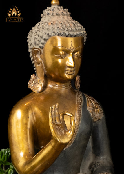 19" Serene Brass Buddha Statue in Vitarka Mudra