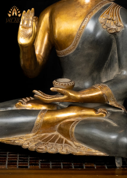 19" Serene Brass Buddha Statue in Vitarka Mudra