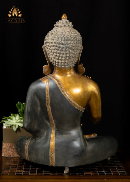 19" Serene Brass Buddha Statue in Vitarka Mudra