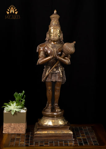 23” Standing Hanuman in Anjali mudra Brass Anjaneya Statue