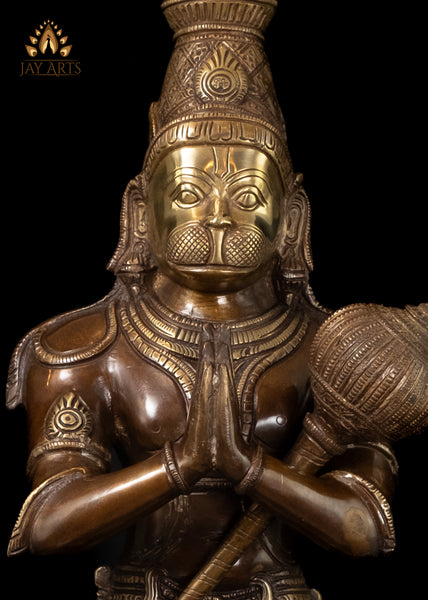 23” Standing Hanuman in Anjali mudra Brass Anjaneya Statue