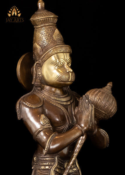 23” Standing Hanuman in Anjali mudra Brass Anjaneya Statue