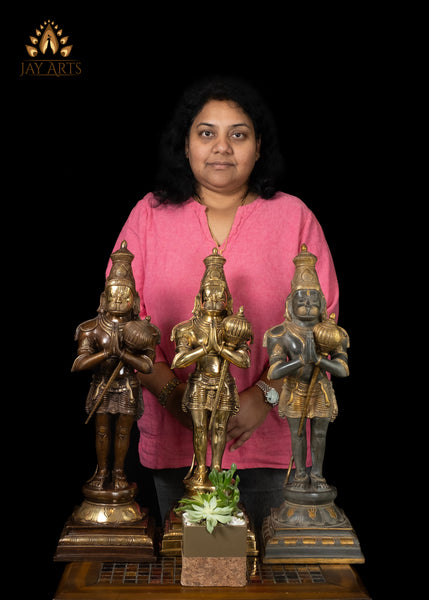 23” Standing Hanuman in Anjali mudra Brass Anjaneya Statue