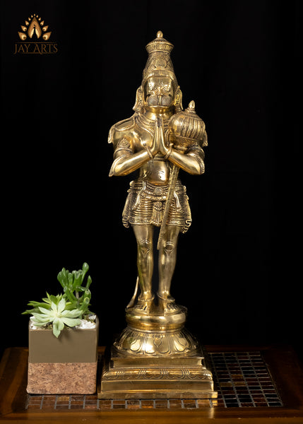 23” Standing Hanuman in Anjali mudra Brass Anjaneya Statue