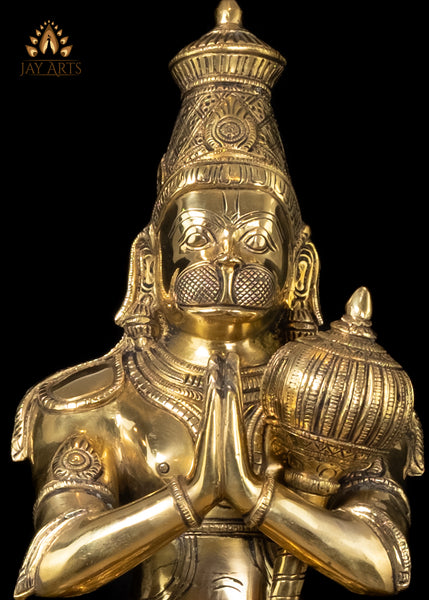 23” Standing Hanuman in Anjali mudra Brass Anjaneya Statue