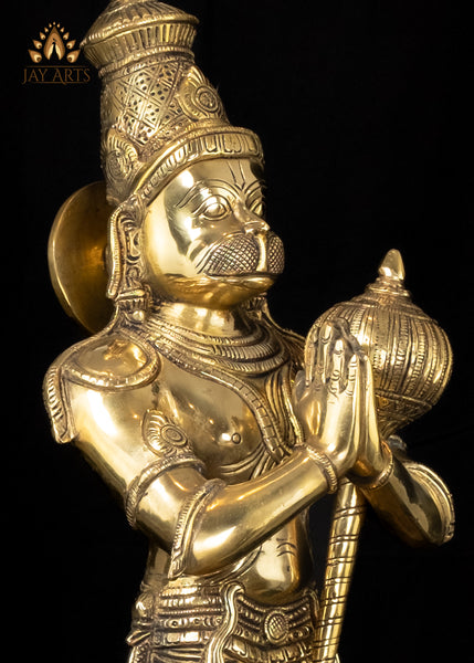 23” Standing Hanuman in Anjali mudra Brass Anjaneya Statue