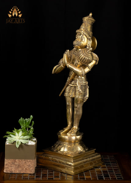 23” Standing Hanuman in Anjali mudra Brass Anjaneya Statue