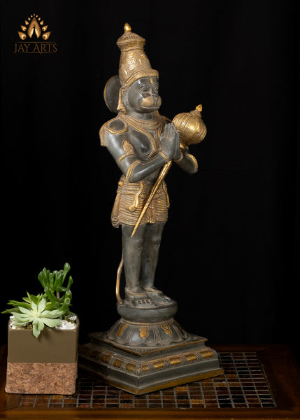 23” Standing Hanuman in Anjali mudra Brass Anjaneya Statue